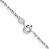 925 White Gold 1.6 mm Rope Chain Necklace, Polished alternate angle