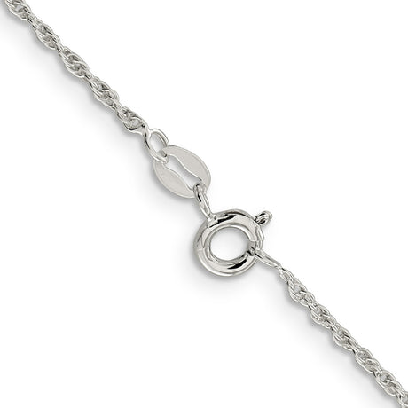 925 White Gold 1.6 mm Rope Chain Necklace, Polished alternate angle