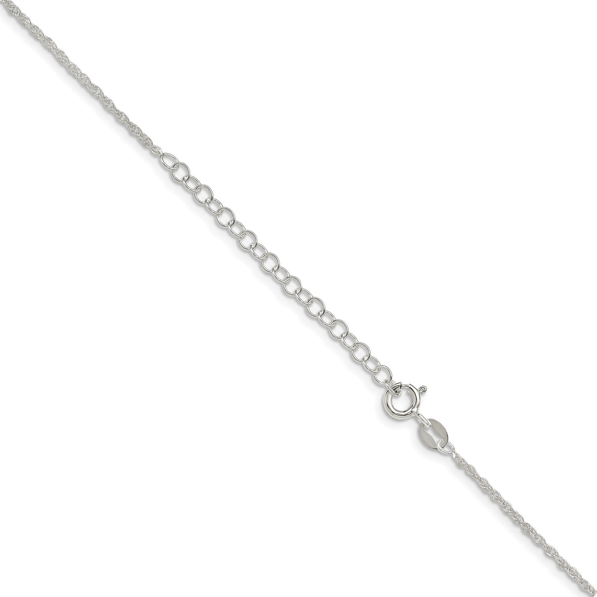 925 White Gold 1.6 mm Rope Chain Necklace, Polished detail view