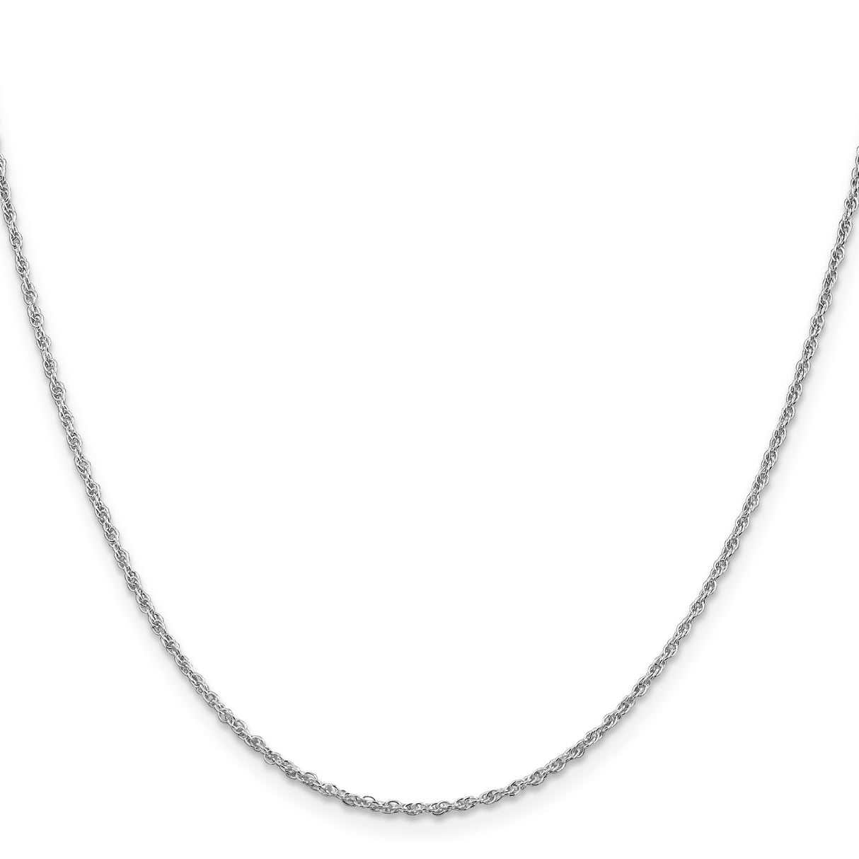 925 White Gold 1.6 mm Rope Chain Necklace, Polished