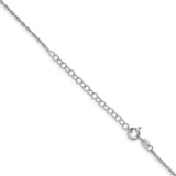 925 White Gold 1.6 mm Rope Chain Necklace, Polished detail view