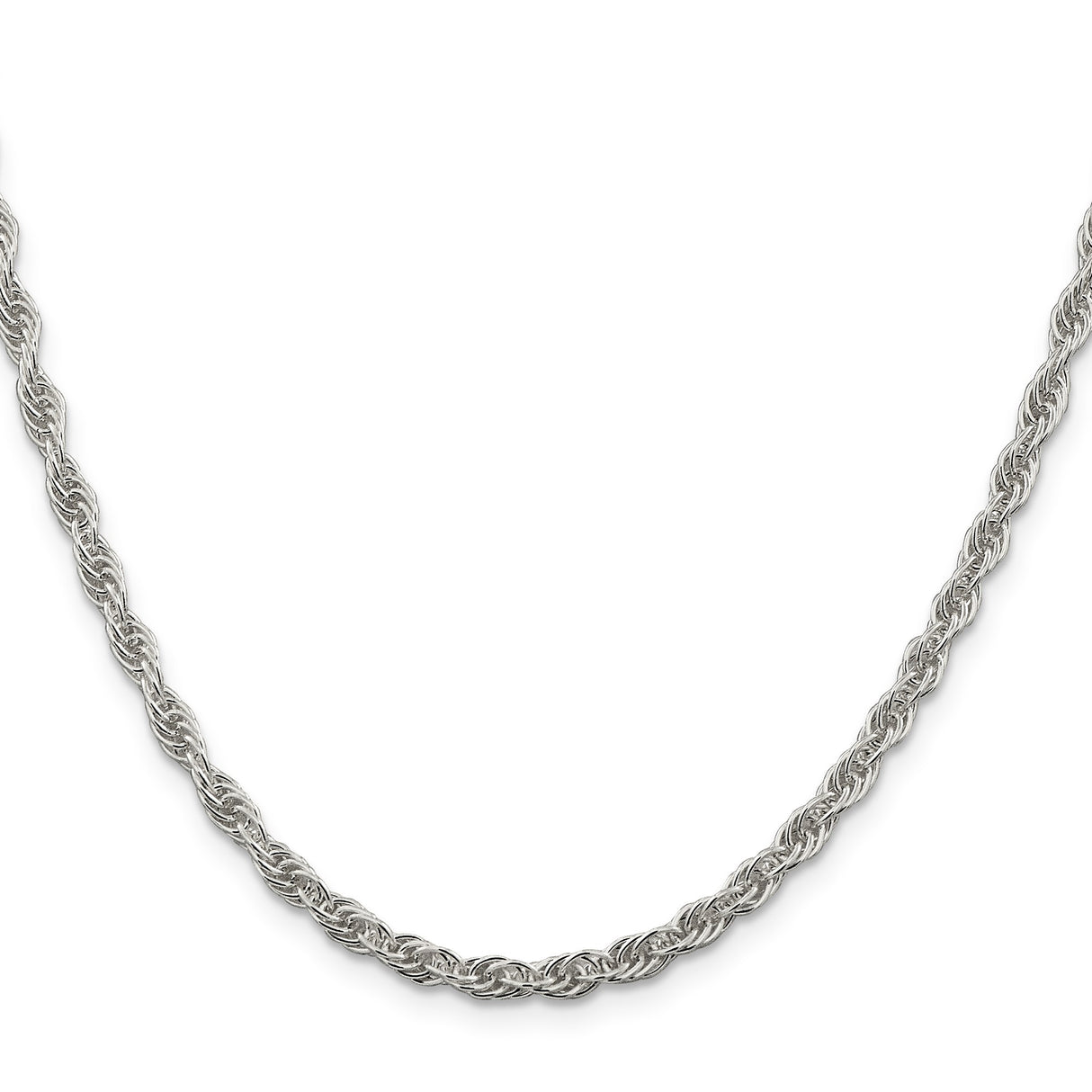 925 White Gold 3.8 mm Rope Chain Necklace, Polished