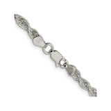 925 White Gold 3.8 mm Rope Chain Necklace, Polished alternate angle