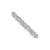 925 White Gold 3.8 mm Rope Chain Necklace, Polished detail view