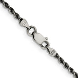 925 White Gold 2.3 mm Rope Chain Necklace, Solid alternate angle
