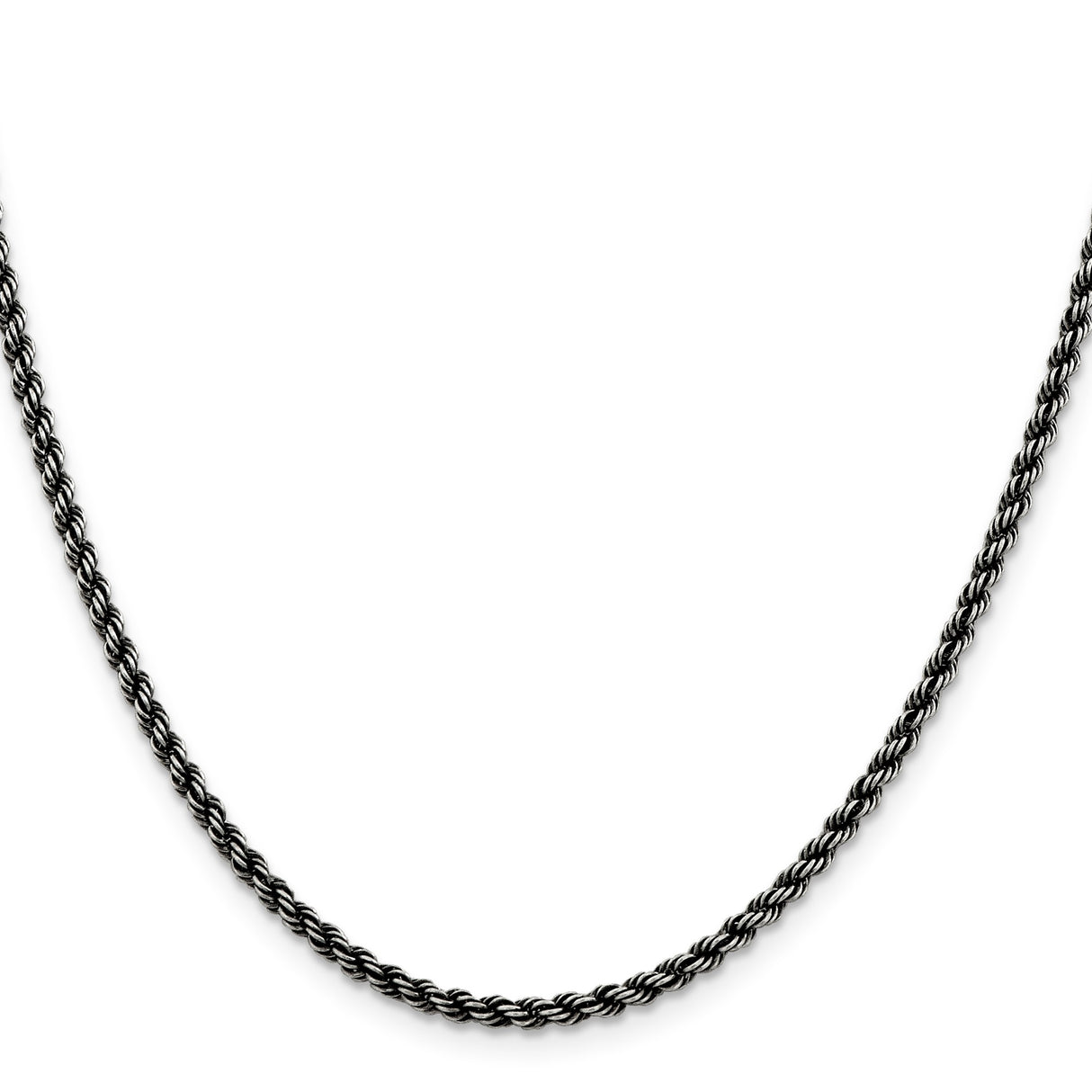 925 White Gold 2.9 mm Rope Chain Necklace, Solid