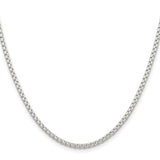 925 White Gold 2.6 mm Box Chain Necklace, Polished