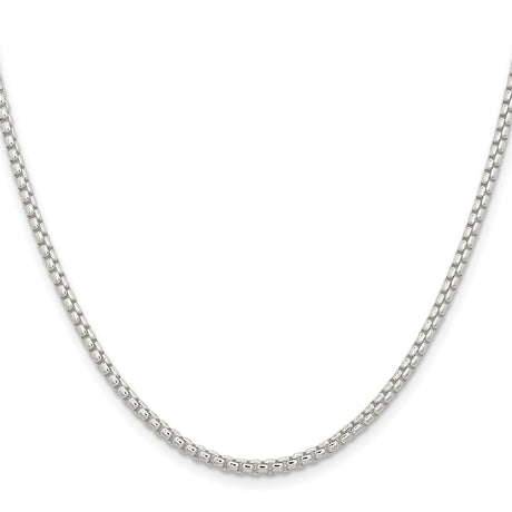 925 White Gold 2.6 mm Box Chain Necklace, Polished