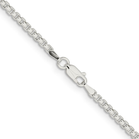 925 White Gold 2.6 mm Box Chain Necklace, Polished alternate angle