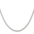 925 White Gold 2.6 mm Box Chain Necklace, Polished