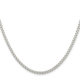 925 White Gold 2.6 mm Box Chain Necklace, Polished
