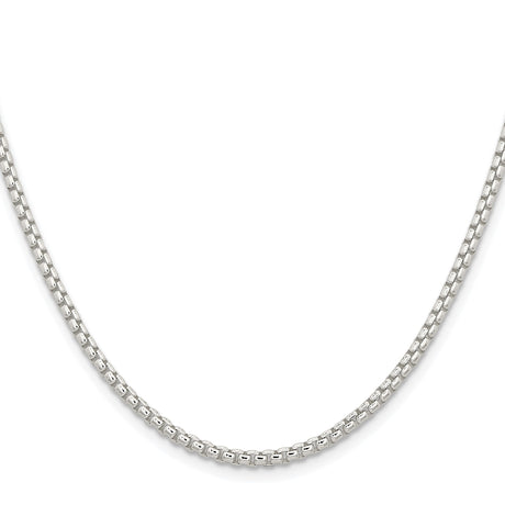 925 White Gold 2.6 mm Box Chain Necklace, Polished