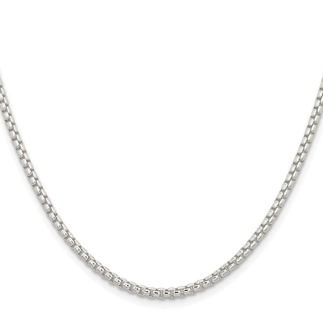 925 White Gold 2.6 mm Box Chain Necklace, Polished