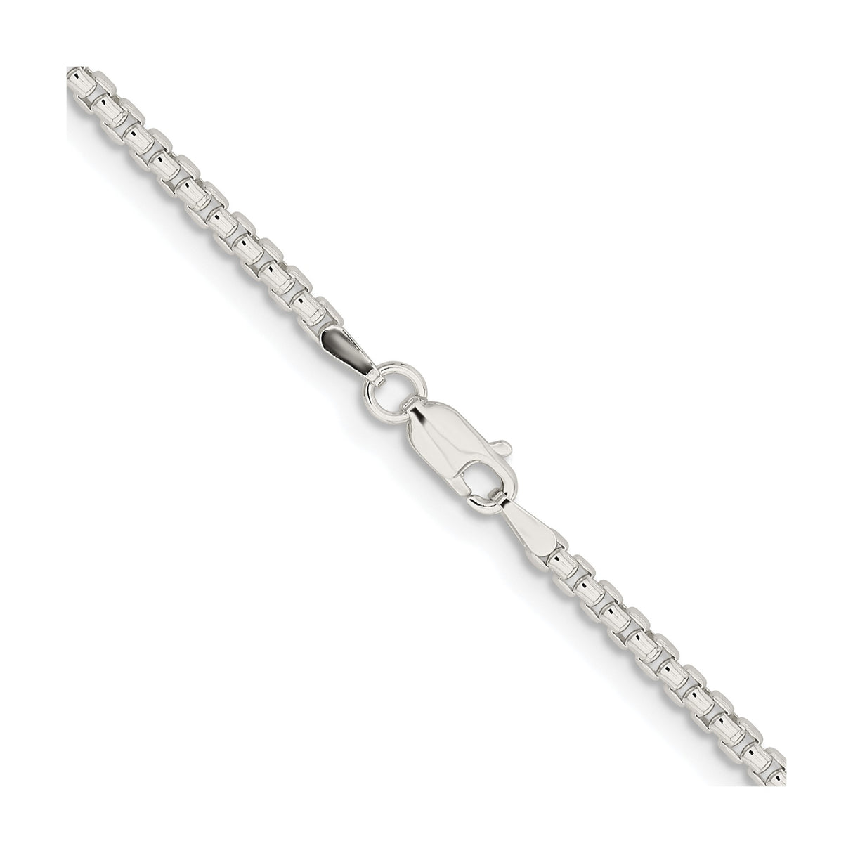 925 White Gold 2.6 mm Box Chain Necklace, Polished alternate angle