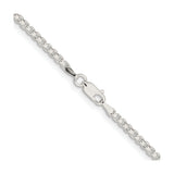 925 White Gold 2.6 mm Box Chain Necklace, Polished alternate angle