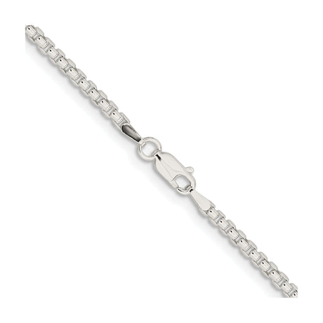 925 White Gold 2.6 mm Box Chain Necklace, Polished alternate angle