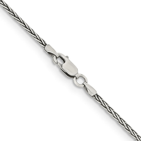 925 White Gold 1.6 mm Solid Chain Necklace alternate angle