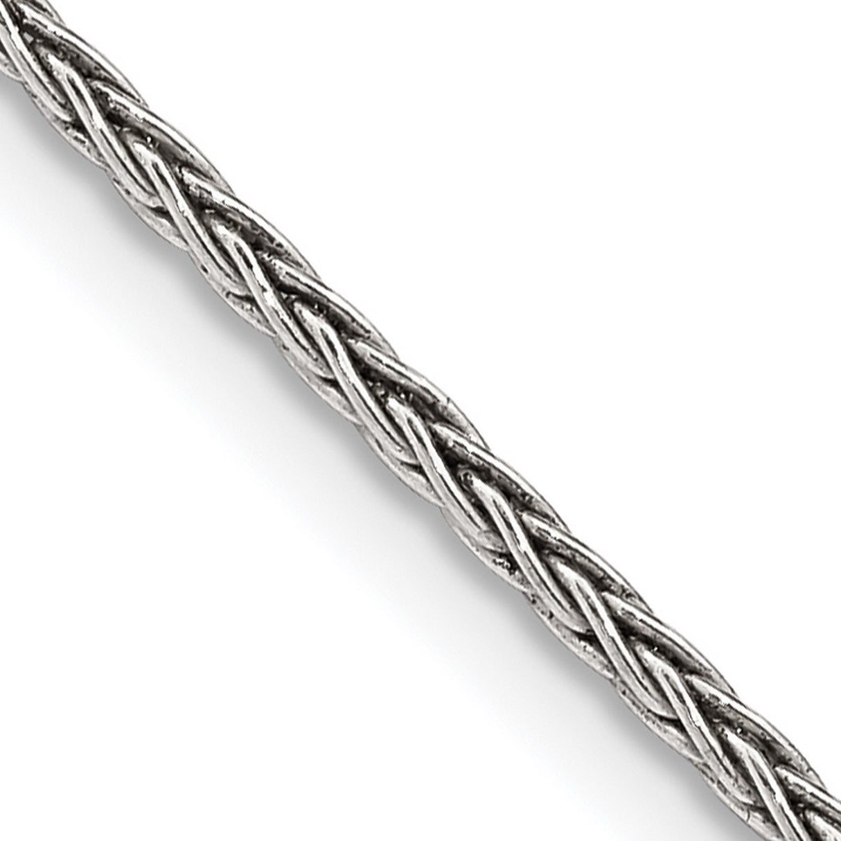 925 White Gold 1.6 mm Solid Chain Necklace detail view