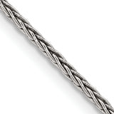 925 White Gold 1.6 mm Solid Chain Necklace detail view