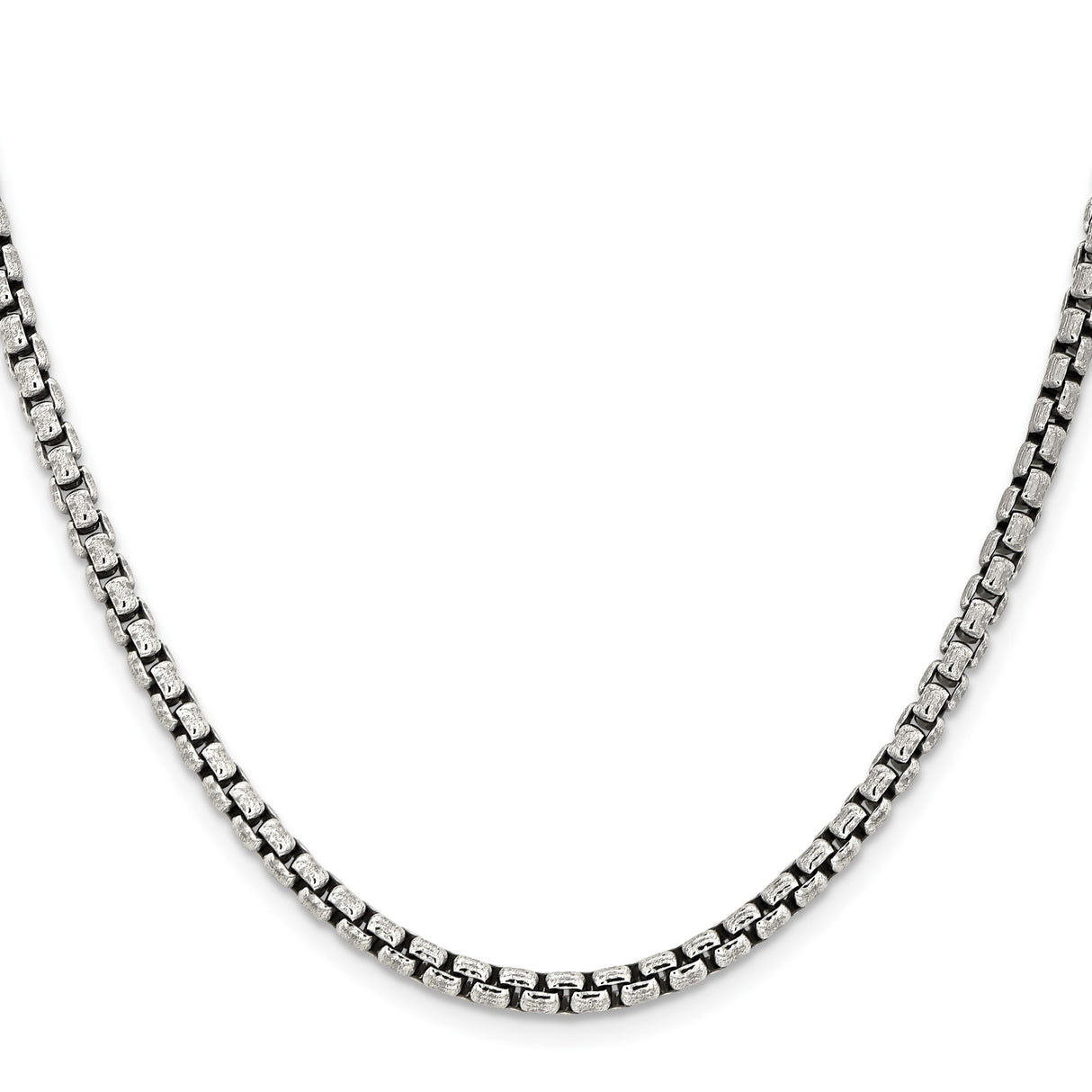 925 White Gold 3.6 mm Box Chain Necklace, Solid