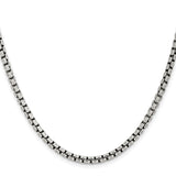 925 White Gold 3.6 mm Box Chain Necklace, Solid