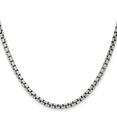 925 White Gold 3.6 mm Box Chain Necklace, Solid