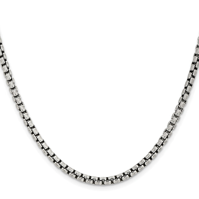 925 White Gold 3.6 mm Box Chain Necklace, Solid