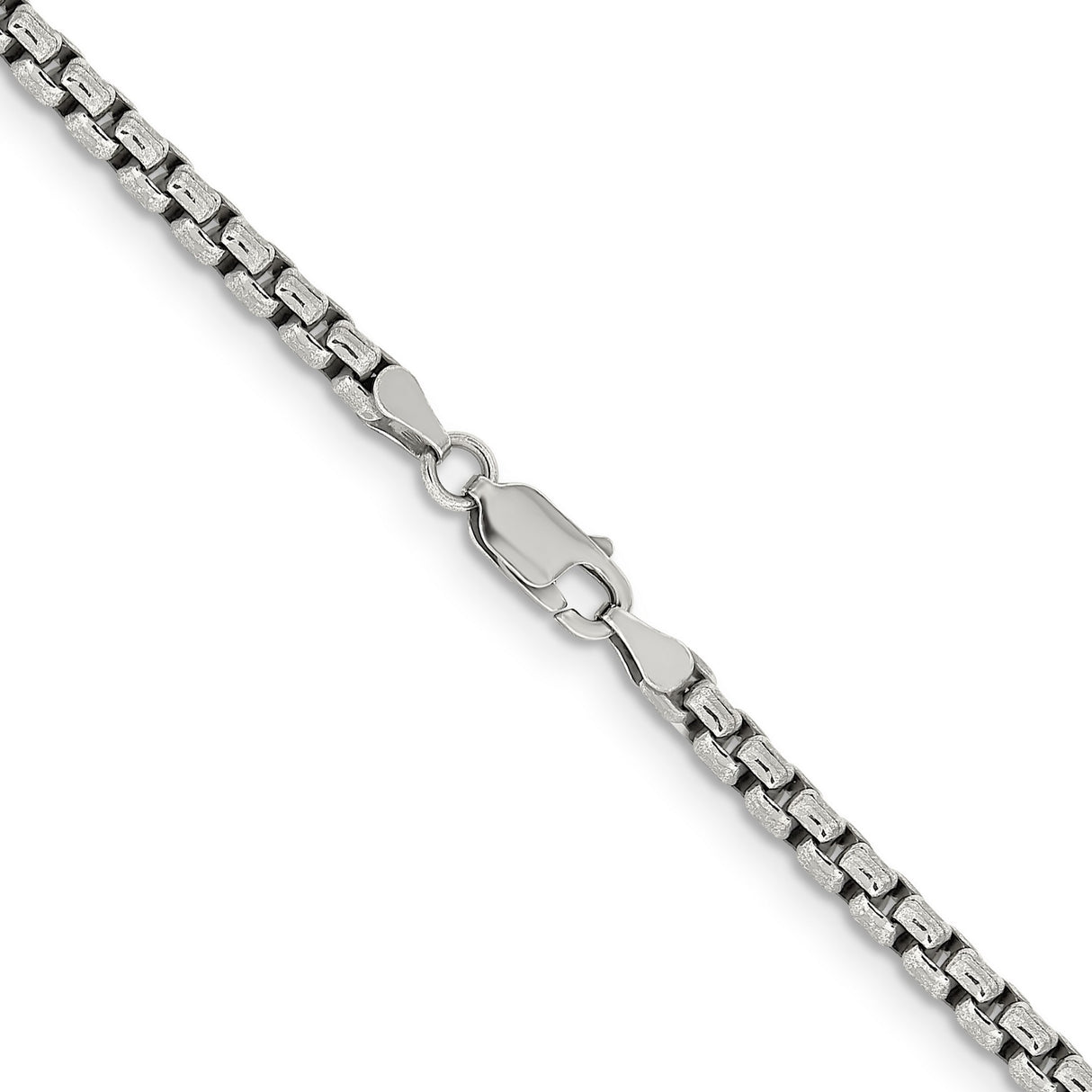 925 White Gold 3.6 mm Box Chain Necklace, Solid alternate angle