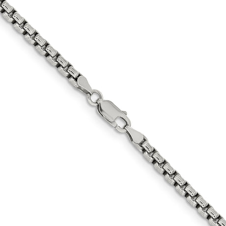 925 White Gold 3.6 mm Box Chain Necklace, Solid alternate angle