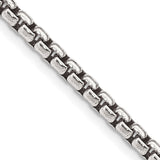 925 White Gold 3.6 mm Box Chain Necklace, Solid detail view