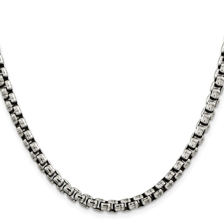 925 White Gold 5.2 mm Box Chain Necklace, Solid