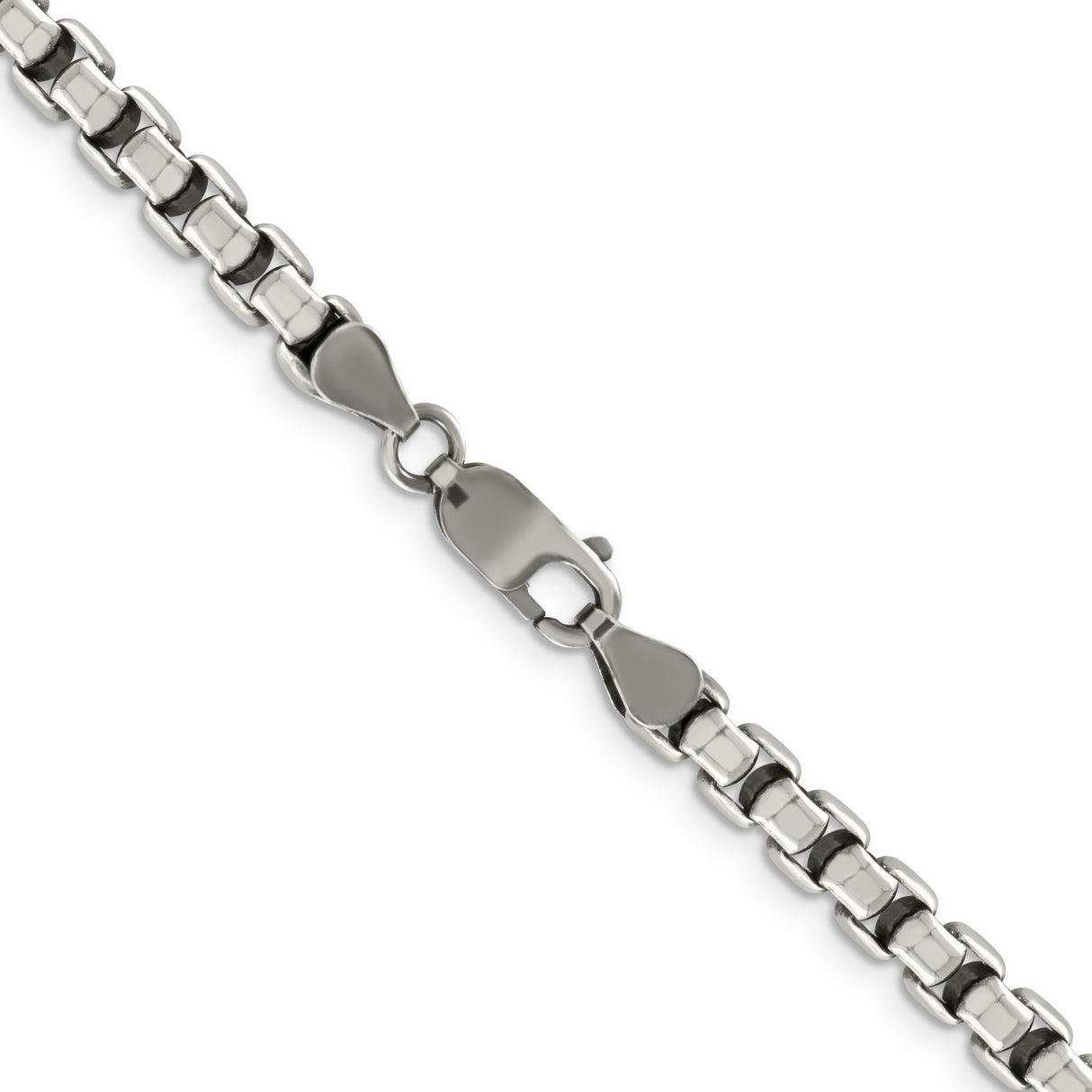 925 White Gold 5.2 mm Box Chain Necklace, Solid alternate angle