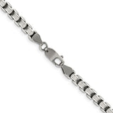 925 White Gold 5.2 mm Box Chain Necklace, Solid alternate angle