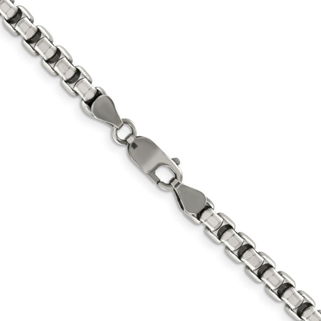 925 White Gold 5.2 mm Box Chain Necklace, Solid alternate angle