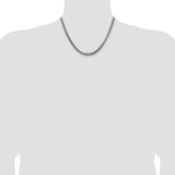 925 White Gold 5.2 mm Box Chain Necklace, Solid detail view