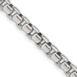 925 White Gold 5.2 mm Box Chain Necklace, Solid detail view