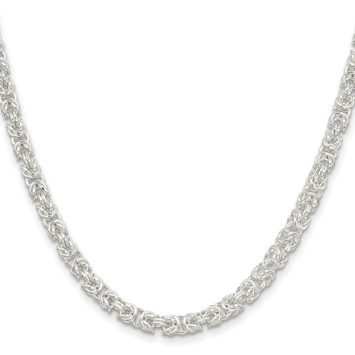 925 White Gold 4.75 mm Polished Chain Necklace, Solid