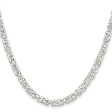 925 White Gold 4.75 mm Polished Chain Necklace, Solid