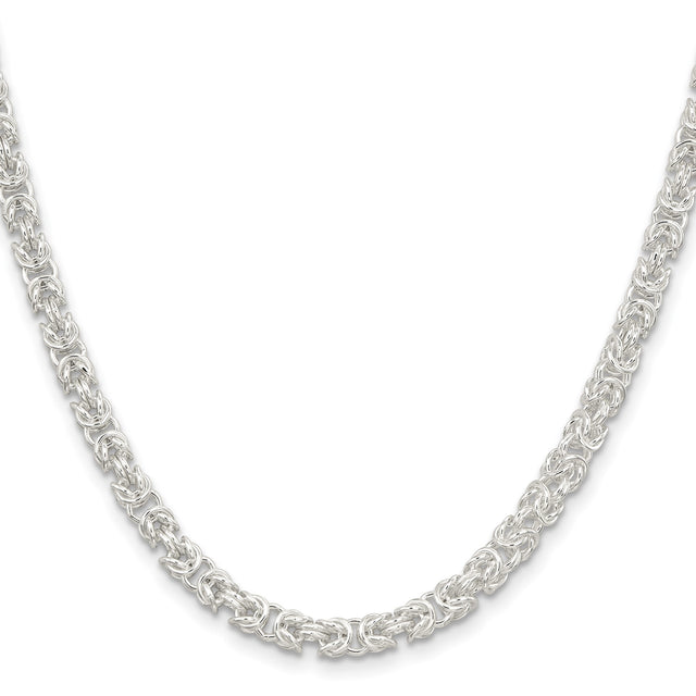 925 White Gold 4.75 mm Polished Chain Necklace, Solid