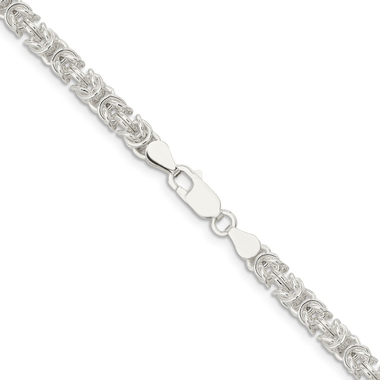 925 White Gold 4.75 mm Polished Chain Necklace, Solid alternate angle