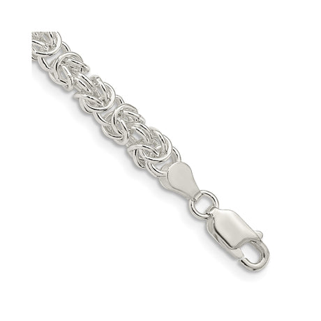 925 White Gold 4.75 mm Polished Chain Bracelet, Solid shown for scale
