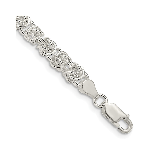 925 White Gold 4.75 mm Polished Chain Bracelet, Solid shown for scale