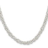 925 White Gold 5.5 mm Polished Chain Necklace, Solid
