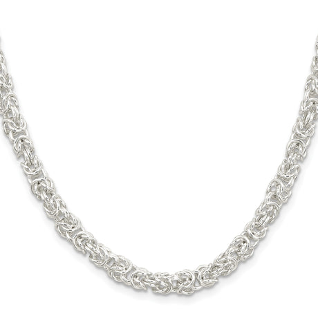 925 White Gold 5.5 mm Polished Chain Necklace, Solid