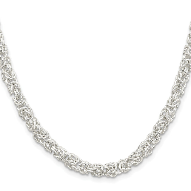 925 White Gold 5.5 mm Polished Chain Necklace, Solid
