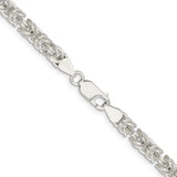 925 White Gold 5.5 mm Polished Chain Necklace, Solid alternate angle