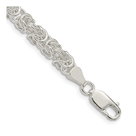 925 White Gold 5.5 mm Polished Chain Bracelet, Solid shown for scale
