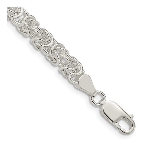 925 White Gold 5.5 mm Polished Chain Bracelet, Solid shown for scale