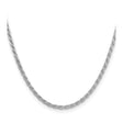 925 White Gold 3.65 mm Rope Chain Necklace, Polished