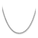 925 White Gold 3.65 mm Rope Chain Necklace, Polished